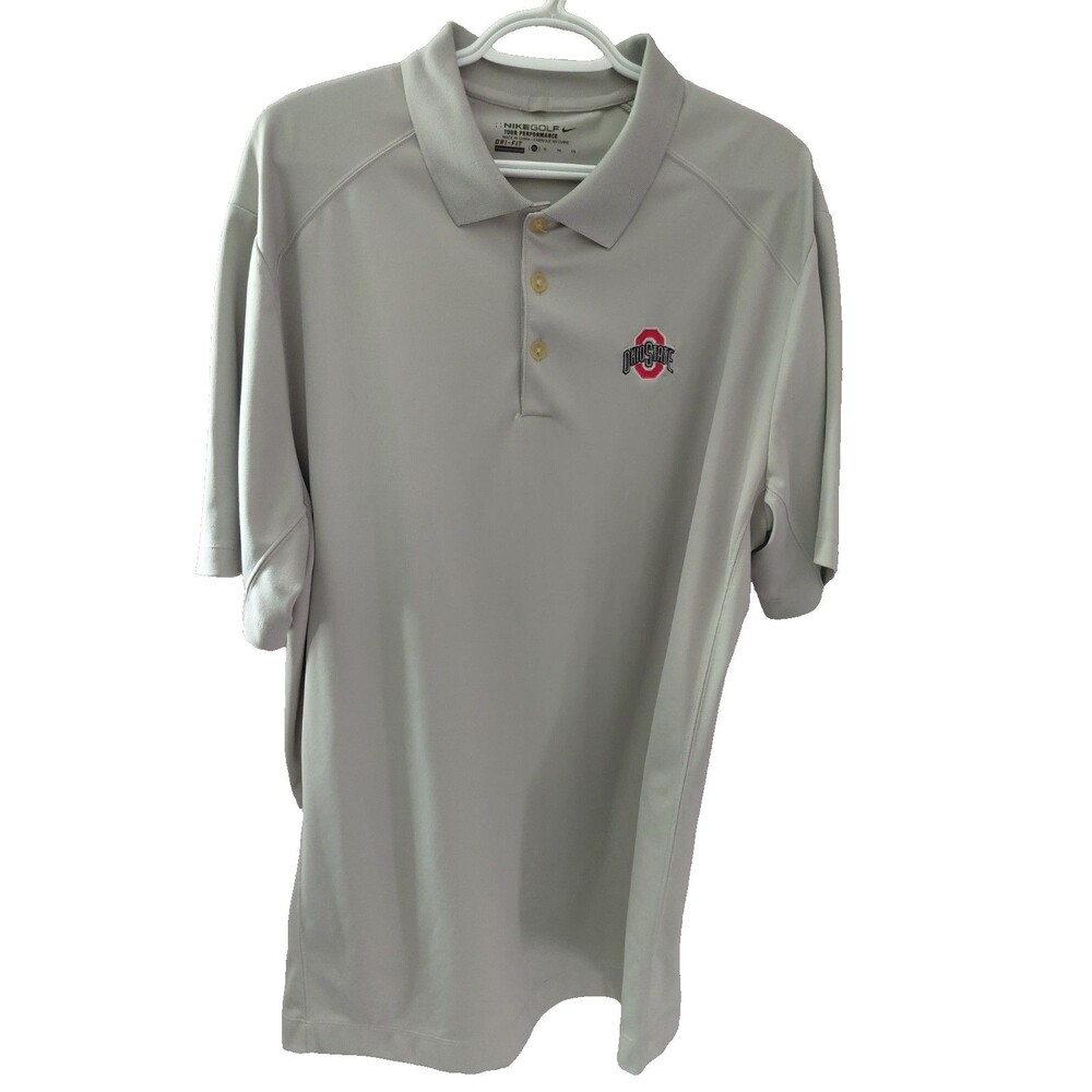Nike Ohio State Buckeyes Dri Fit Polo Shirt Men's XL Gray Golf University Bucks